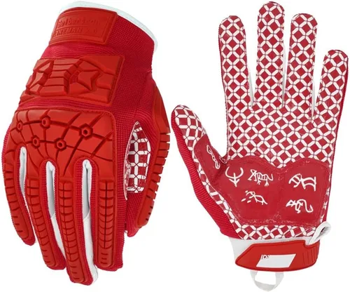 Miniatura 7 de Seibertron Lineman 2.0 - Guantes de fútbol para receptores con palma acolchada, protección contra impactos TPR flexible en la parte posterior