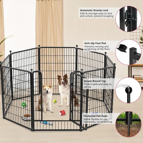 Miniatura 5 de Corralito para perros de 40 pulgadas, 32 paneles, para interiores y exteriores, para perros grandes, medianos y pequeños, valla de metal resistente