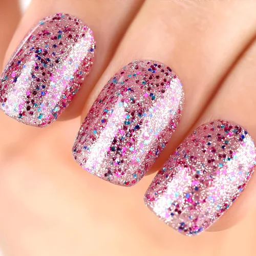 Esmalte de uñas de gel, 1 unidad de 0.5 onzas líquidas, esmalte de uñas de gel rosa transparente colorido con purpurina, esmalte de uñas en gel que