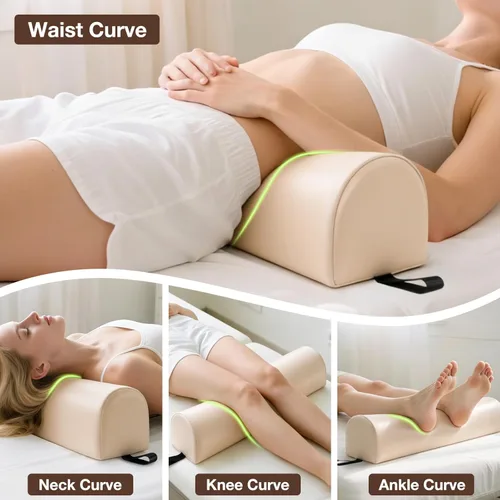 Miniatura 4 de Noverlife 3/4 Round Knee Bolster for Massage Table, 26x6x6 in Massage Pillow for Legs w/Strap Handle, PU Leather Massage Table Leg Bolster Massage