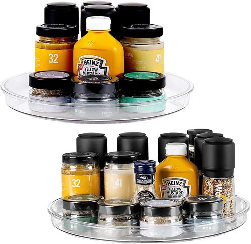 Miniatura 12 de vacane Organizador Lazy Susan de 9 pulgadas antideslizante, plato giratorio de plástico Lazy Susan para gabinete, organizador de gabinete Lazy Susan