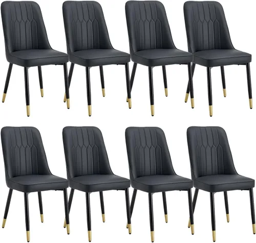 Miniatura 27 de Juego de 2 sillas de comedor, sillas de comedor modernas, equipadas con cojines de respaldo de cuero PU y patas de metal negro, adecuadas