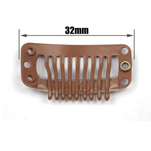 Miniatura 2 de 50 clips de peluca de acero inoxidable para extensiones de cabello, peines de peluca de 9 dientes, 0.04 oz/pieza, 2 hilos de tejido, 1 juego/30
