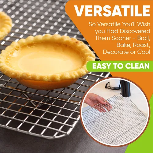 Miniatura 3 de Spring Chef rejilla de enfriamiento de acero inoxidable de 8.5 x 12 pulgadas para cocinar y hornear - Rejilla de enfriamiento para galletas apta