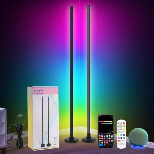 Miniatura 8 de Lámpara de pie de esquina, lámpara de esquina LED RGB con sincronización de música, aplicación inteligente y control remoto, luz ambiental que
