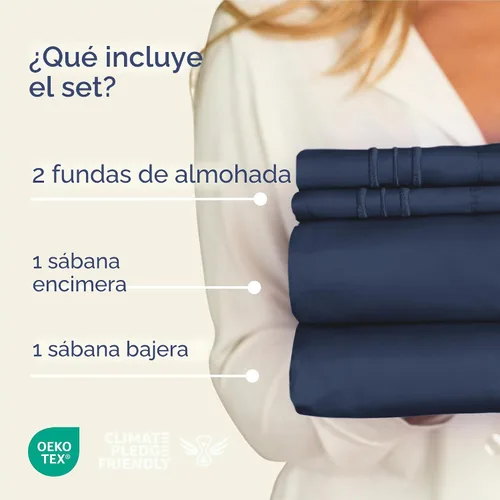 Miniatura 2 de Juego de sábanas de 4 piezas tamaño completo - Cómodas, transpirables y refrescantes - Juego de sábanas de lujo hotelero para mujeres, hombres, 18