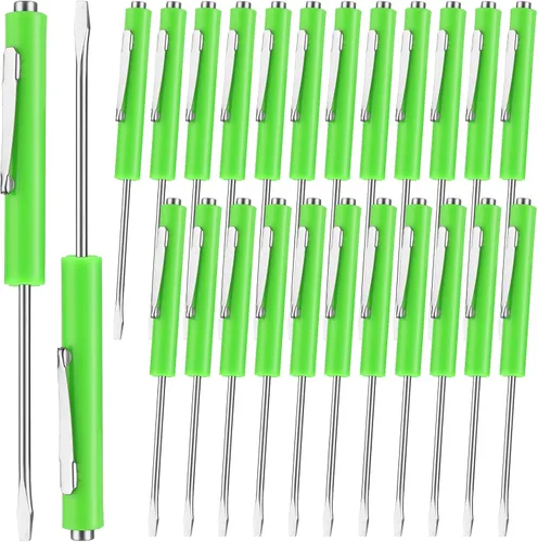 Miniatura 20 de Honoson 10 Piezas de Destornillador de Bolsillo Mini con Puntas y Clips de Bolsillo Magnéticos, Ranurados, Pequeños con Hoja de Cuchilla Única