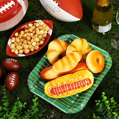 Miniatura 2 de Tanlade 50 platos de papel de fútbol americano, suministros de decoración de fiesta de fútbol, platos desechables, platos para aperitivos, nachos