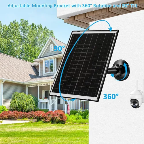 Miniatura 4 de Zivif Panel solar para cámara de seguridad, cargador solar de 7 W con puerto micro USB y USB-C, panel solar USB C impermeable IP65 para cámaras