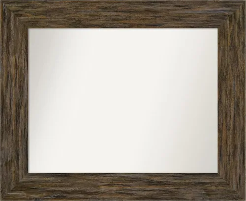Miniatura 70 de Amanti Art Espejo personalizado, espejo de baño marrón Fencepost, espejo de pared o espejo de tocador de baño sobre el fregadero (27 x 27 pulgadas)