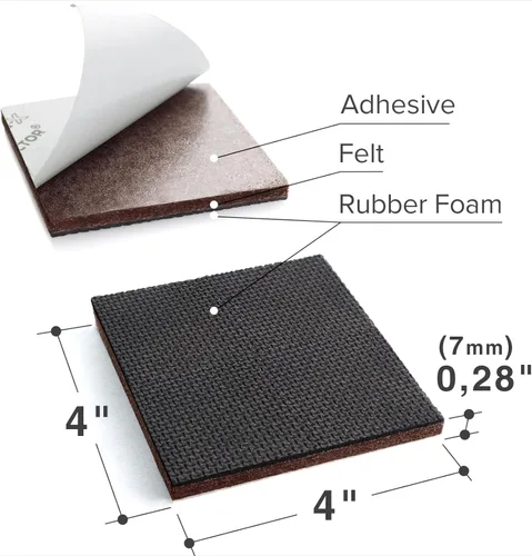 Miniatura 3 de X-PROTECTOR Almohadillas antideslizantes para muebles – 8 pinzas de muebles de alta calidad de 4 pulgadas. Patas de goma autoadhesivas para muebles