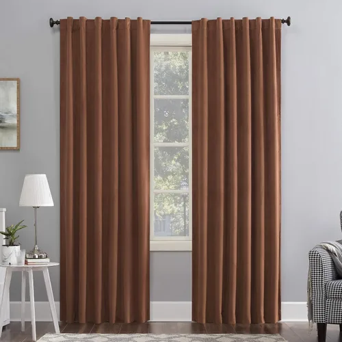 Miniatura 15 de Sun Zero Hampshire - Cortina térmica de terciopelo con reducción de ruido, pestañas traseras, 100% opacas, 50" x 84", dorado