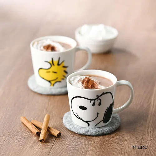 Miniatura 3 de Kaneshotouki Snoopy & Woodstock 623750 - Juego de 2 tazas (9.5 fl oz), de cerámica blanca, para uso diario, resistente al calor, fabricado en Japón