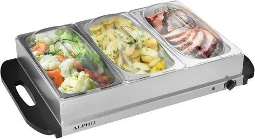 Alpha Living 3x2.5 QT Calentadores de alimentos para fiestas, servidores de buffet y calentadores – Suministros de catering premium para exhibición