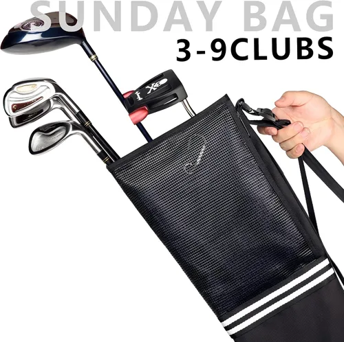 Miniatura 5 de Champkey Bolsa de golf profesional para el domingo (lleva de 3 a 9 palos) – 6 bolsillos de transporte y correa ajustable para golf, bolsa