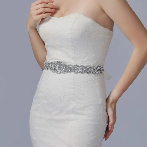 Miniatura 42 de azaleas Cinturón de boda fino de cristal para mujer, cinturón de novia para boda, dama de honor, accesorios de vestido de niña de las flores, 16