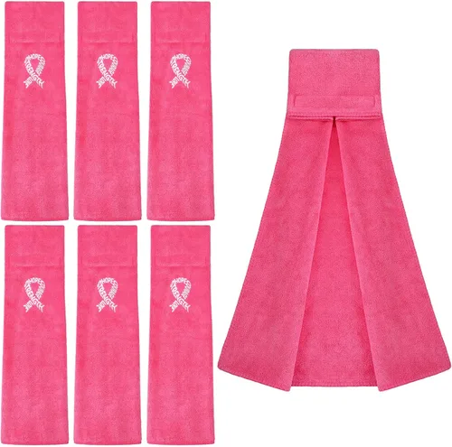 Tranqun Toallas de fútbol con cinta rosa de 17.3 x 4.5 pulgadas, toalla deportiva para concientización sobre el cáncer de mama, accesorios de fútbol