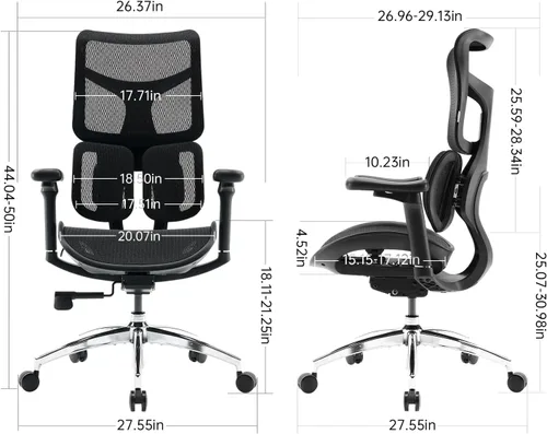 Miniatura 3 de SIHOO Doro S100 Ergonomic Office Chair - Dual Dynamic Lumbar Support, 4D Coordinated Armrests, 5-Level Adjustable Backrest, Recline Angle 135-degree