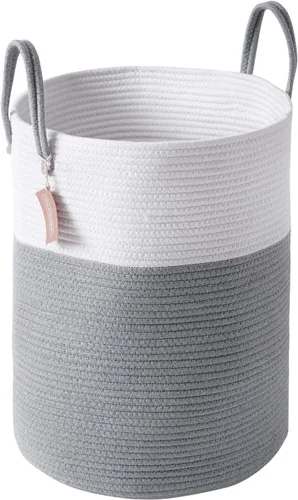 Miniatura 14 de Cesta de Cuerda de Algodón para Ropa Sucia de YOUDENOVA, 58L - Cesta de Lavandería Tejida Plegable - Cesta de Almacenamiento de Ropa para Mantas