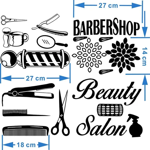Miniatura 3 de Peluquería salón de belleza barbería calcomanía de pared arte vinilo afeitadora pin set de calcomanías decorativas herramientas de peluquería