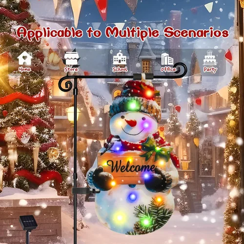 Miniatura 5 de Bandera de Navidad iluminada para jardín de 22 x 13, 8 modos de doble cara, decoraciones solares de Navidad al aire libre con bandera LED