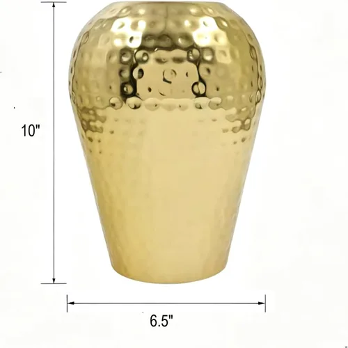 Miniatura 8 de Hosley 's Jarrón de metal martillado de 10 pulgadas de alto con acabado dorado - Regalo elegante para arreglos florales, bodas, eventos especiales