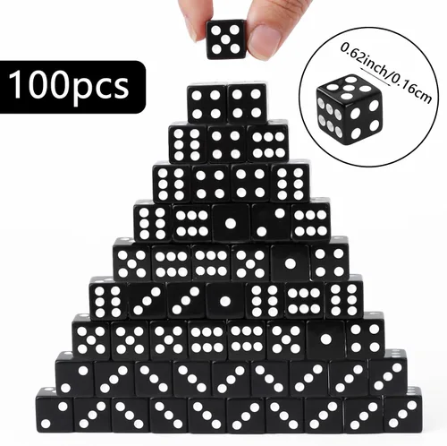 Miniatura 2 de Juego de 100 dados de casino estándar de 0.631 pulgadas, juego de dados acrílicos a granel de 6 caras para actividades de mesa, juegos temáticos