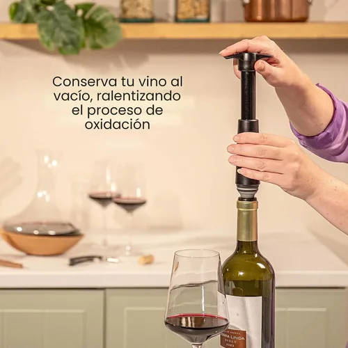 Miniatura 5 de Vacu Vin bomba de vacío para conservar vino de color negro, con 2 tapones para botellas, Negro
