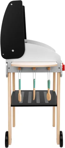 Miniatura 9 de OOOK Parrilla de juguete de barbacoa de madera, juego de parrilla para niños con alimentos de juguete y herramientas de parrilla, accesorios