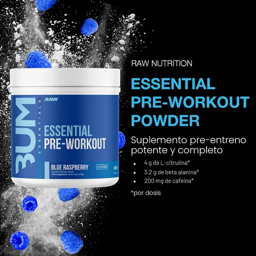 Miniatura 3 de RAW Nutrition - Fórmula esencial previa al entrenamiento de Chris Bumstead, polvos de nutrición deportiva pre-entrenamiento Bebida para hombres