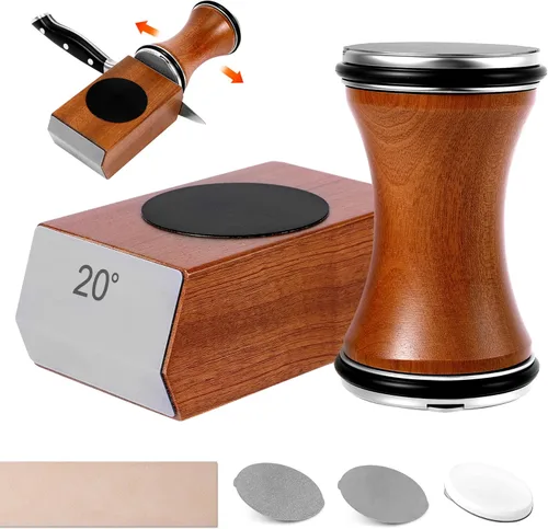Kit de afilador de cuchillos enrollables, herramienta de afilado de cuchillos con discos reemplazables de diamante y cerámica, base magnética