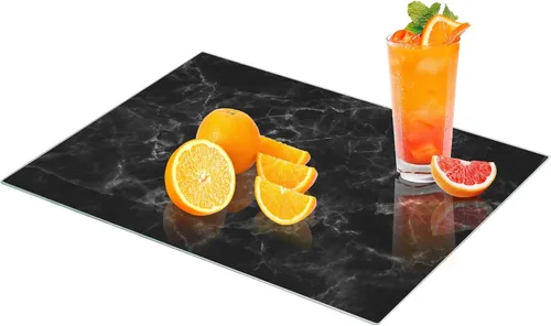 Tabla de cortar de vidrio templado para cocina, tabla de cortar de vidrio de 16 x 12 pulgadas con pies antideslizantes, tablero de vidrio con patrón