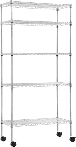 Miniatura 12 de BestOffice Estantería de 5 repisas de alambre para garaje, estante de alambre NSF, estantes de almacenamiento de metal de gran resistencia, altura