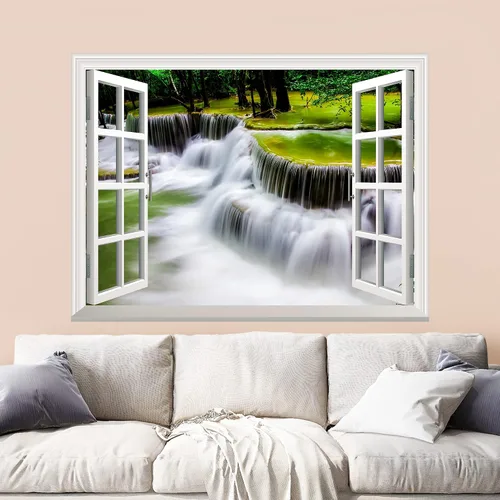 Miniatura 8 de Mural autoadhesivo, casa del árbol en el bosque, visualización de ventana creativa, decoración de paredes