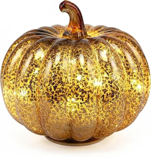 Miniatura 13 de Mercury Glass Pumpkin Light with Timer, with 10 Fairy Lights Inside,Battery Operated Led Pumpkin Light,Ideal for Halloween Fall Decoration
