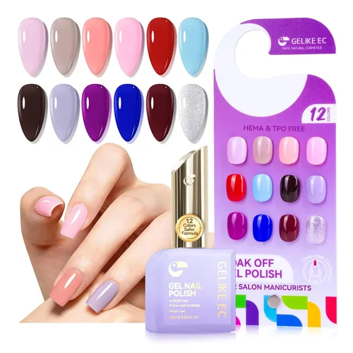 Miniatura 16 de gelike ec Juego de esmaltes de gel de Navidad: esmalte de uñas de gel altamente pigmentado con capa base libre de hema y tarjetas