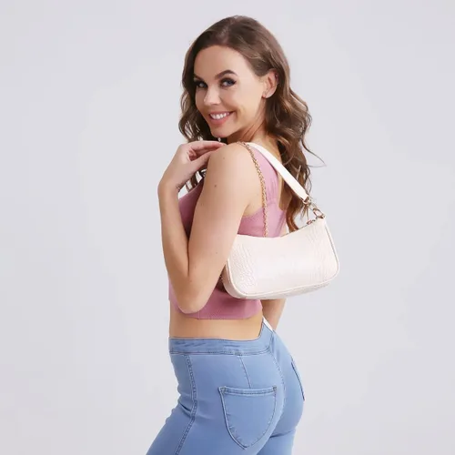 Miniatura 2 de Bolso de hombro de estilo clásico retro, para usar al hombro con cierre de cremallera para mujer