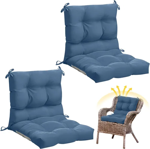 Marsui 2 cojines copetudos para sillas de respaldo alto para interiores y exteriores, muebles de patio con lazos, resistentes al agua, de repuesto
