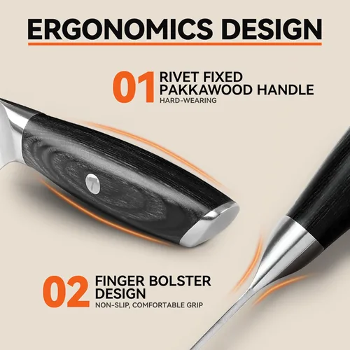Miniatura 6 de TUO Cuchillo de filete, cuchillo profesional para deshuesar peces de 7 pulgadas para recortar carne y aves de corral, hoja flexible, acero alemán