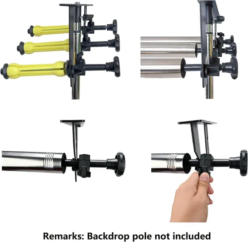 Miniatura 6 de Sistema de soporte de rodillo de fondo de fotografía, 3 rodillos, soporte de fondo de pared, soporte de fondo de soporte de luz Cadena de plástico
