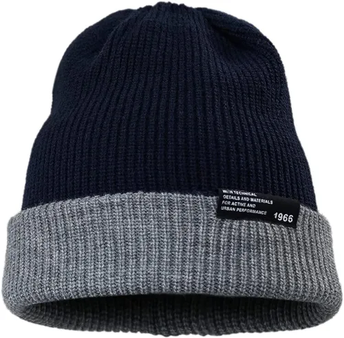 Miniatura 3 de CLAPE Gorro holgado unisex con puños, gorro de punto de calavera lisa para hombres y mujeres, de doble capa para invierno, gorro térmico de invierno