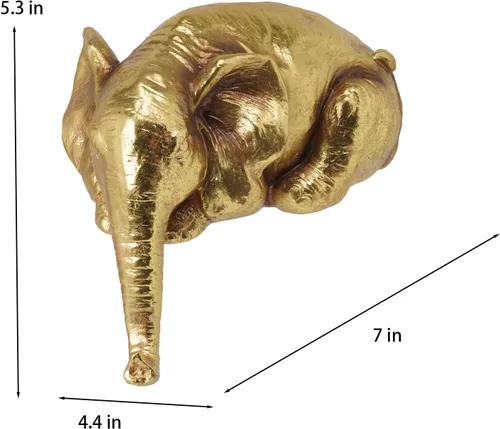 Miniatura 4 de Braxio Estatua de elefante para decoración del hogar, escultura abstracta de elefante dorado de resina para estantes, escritorio, mesa, oficina