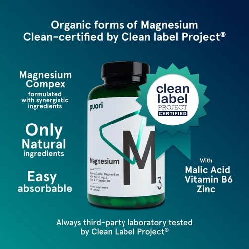 Miniatura 2 de Puori Suplemento complejo de magnesio – Taurinato de magnesio y gluconato de alta absorción, zinc, vitamina B6 y ácido málico para apoyo al sueño