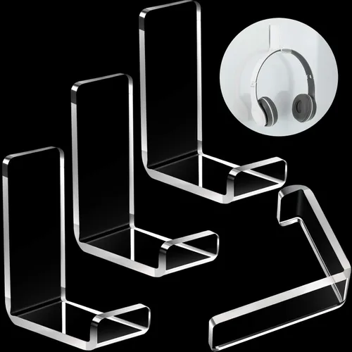 Miniatura 8 de Weewooday 4 Piezas Colgador para Auriculares Soporte de Escritorio Adhesivo Gancho para Auriculares Montaje en Pared Soporte para Auriculares