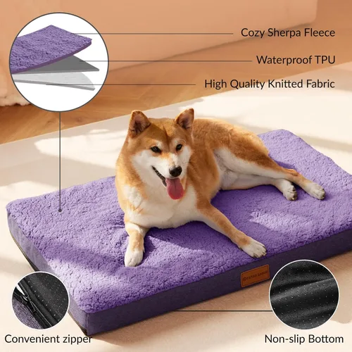 Miniatura 3 de Cama ortopédica para perros Patas Lague de tamaño grande 36''X24'', suave, impermeable, de espuma en forma de caja de huevos, cama para jaula