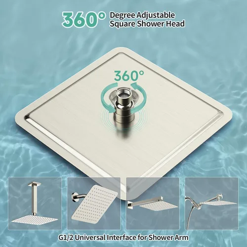 Miniatura 6 de SR SUN RISE Cabezal de ducha de lluvia de 10 pulgadas níquel cepillado acero inoxidable 304 alta presión ultra delgado ahorro de agua