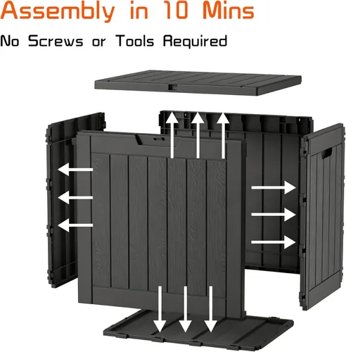Miniatura 9 de Caja de almacenamiento para exteriores de 30 galones, impermeable, caja de resina para terraza, con cerradura, para muebles de patio, jardín