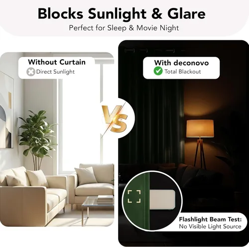 Miniatura 4 de Deconovo Cortinas 100% opacas, cortinas de ventana con aislamiento térmico, paneles reductores de ruido, cortinas de forro negro, con ojales