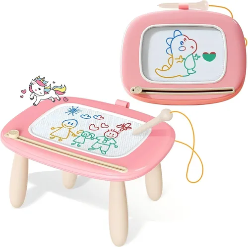 Kikidex Tablero magnético de dibujo, juguetes para niñas pequeñas de 1 a 2 años, almohadilla de tablero de garabatos, juguetes educativos y de Rosa