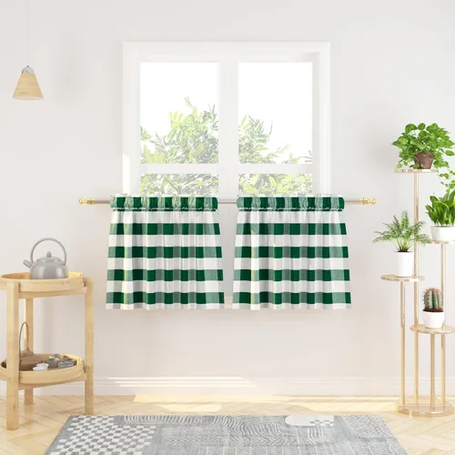 Miniatura 255 de Cenefas de cortina para ventana de 16 pulgadas de largo, 2 paneles de cuadros búfalo, cortinas pequeñas con bolsillo para barra, estilo clásico